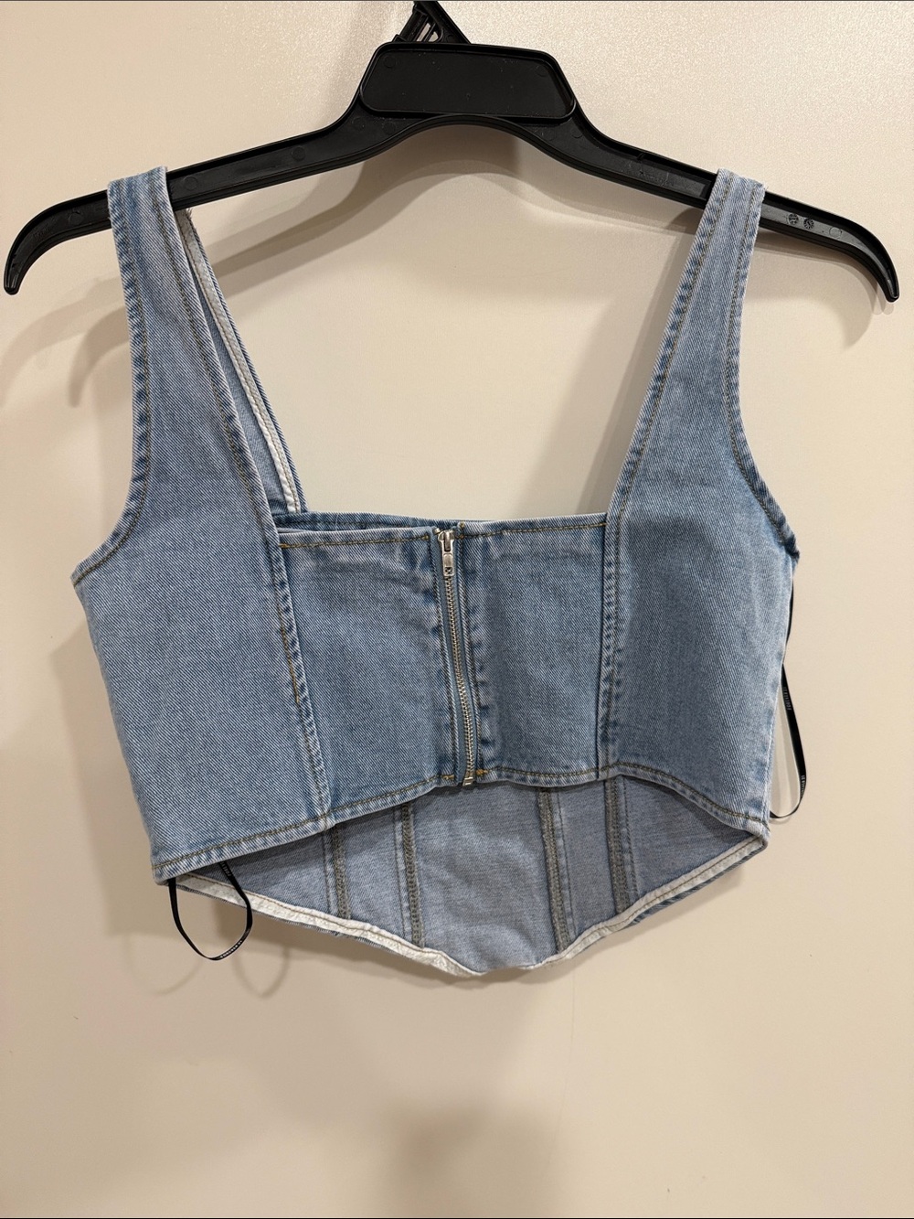 Forever 21 Light Blue Denim Corset-Style Crop Top - Picture 2 of 2